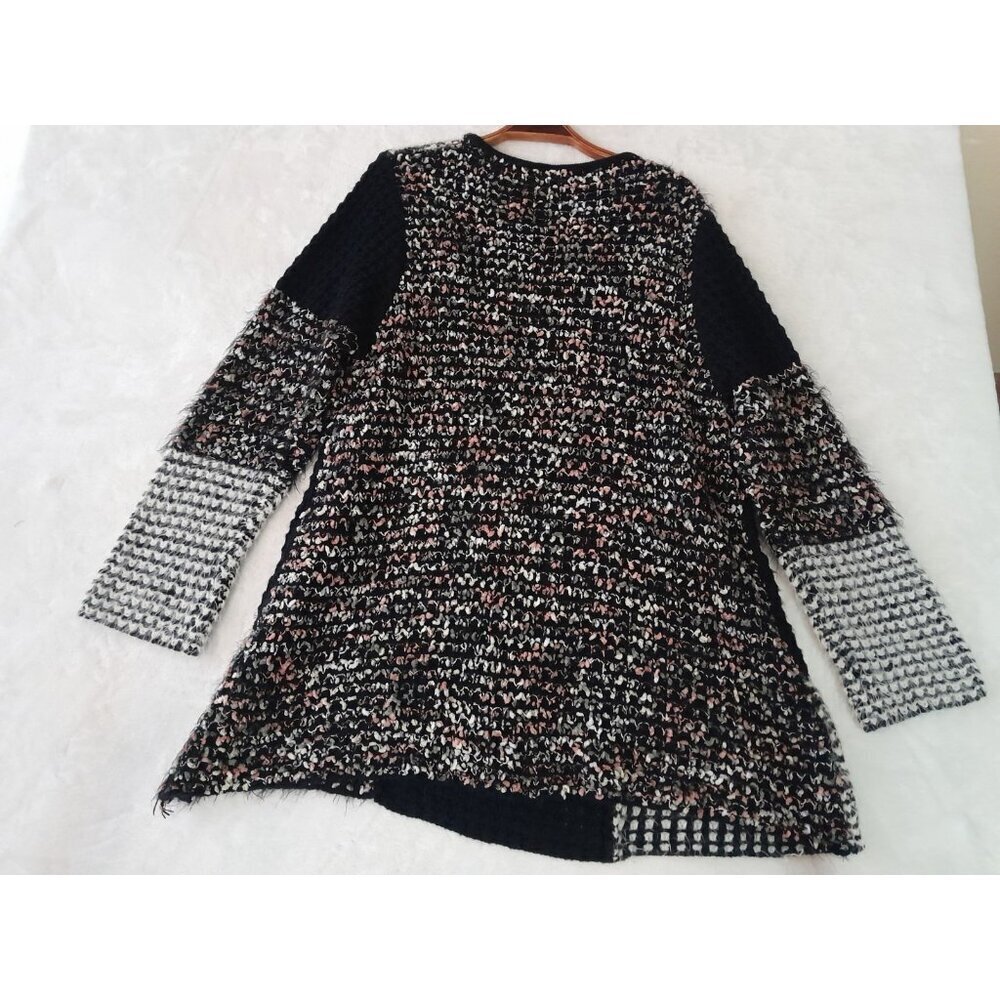 Kamana Womens Chunky Patchwork Fuzzy Long Pullover Tunic Sweater Size Large - Picture 5 of 10